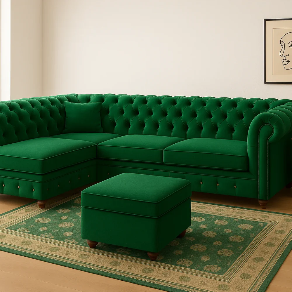 Chesterfield Corner Sofa – Luxury Velvet & Fabric Options