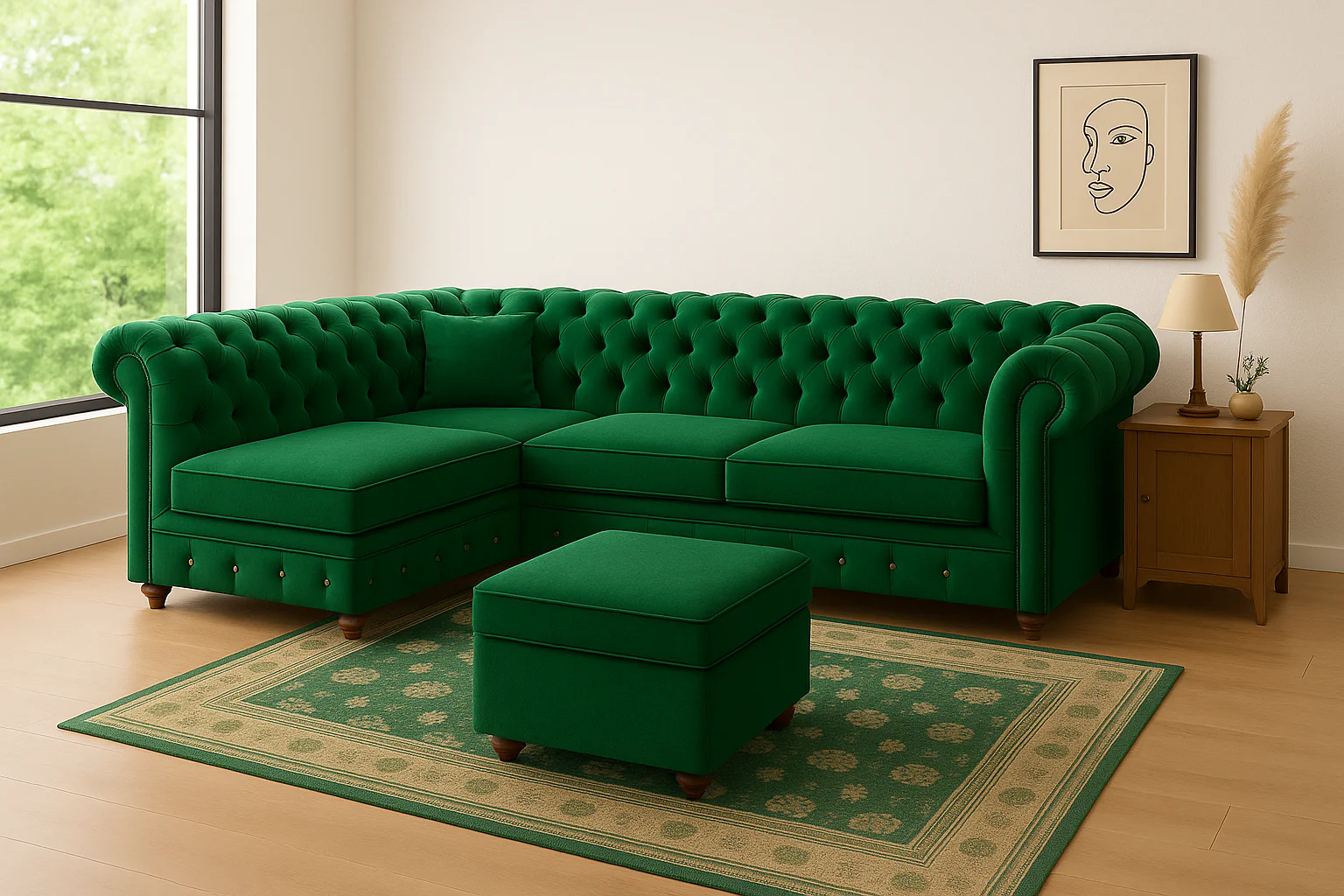 Chesterfield Corner Sofa – Luxury Velvet & Fabric Options