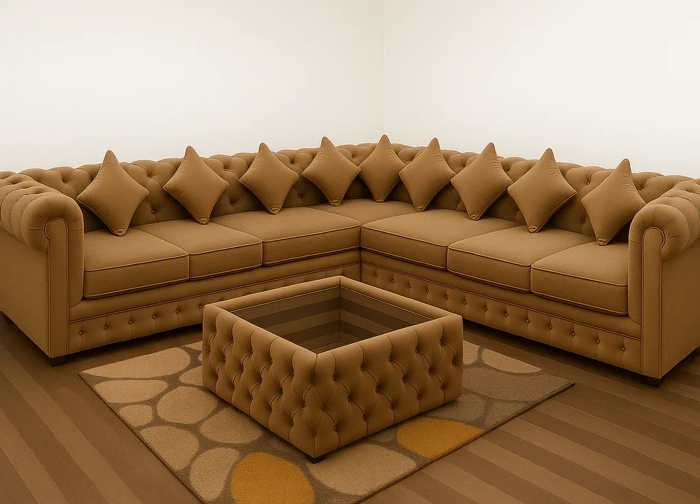 Chesterfield Corner Sofa – Luxury Velvet & Fabric Options