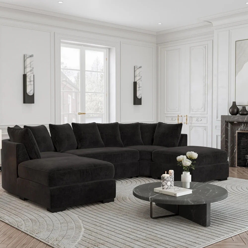 Bishop Luxe Chenille U-shape Sofa – Spacious Family Corner Sofa